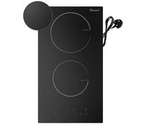 GIONIEN Plug in Induction Hob 2 Rings,Domino Hobs,30cm Electric Cooktop 2800W 13 Amp, Built in Worktop,Black Frosted Ceramic Glass,Double Induction Cooker GIT230F