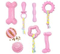GIOOIG Puppy Chew Toys for Teething Small Dogs, 8 Pack Puppy Toys for Teething Treat Interactive to Keep Them Busy, Cute Pink Soft Durable Rubber Toy for Small Dogs