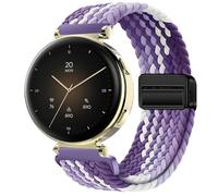 GIOPUEY 18mm Magnetic Strap Compatible with Hama Smartwatch 7000, Flexible Nylon Braided Strap Replacement [Unisex] - Purple/White