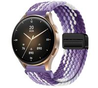 GIOPUEY 18mm Magnetic Strap Compatible with Hama Smartwatch 8900 1,32, Flexible Nylon Braided Strap Replacement [Unisex] - Purple/White