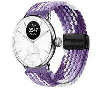 GIOPUEY 18mm Magnetic Strap Compatible with Withings ScanWatch 2 38mm/Nova Brilliant 39mm/ScanWatch Light, Flexible Nylon Braided Strap Replacement [Unisex] - Purple/White