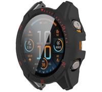 GIOPUEY 1Pcs Case for Garmin Fenix 9 Pro 51mm Solar Screen Protector | Hard PC Case with 9H HD Tempered Glass,All Around Ultra-Thin, High Sensitivity,Scratch Resistant, Black/Red