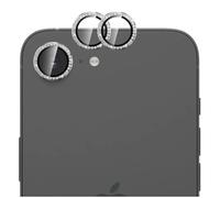 GIOPUEY 2 Pack Camera Lens Protector Compatible with iPhone 17e,[Full Protection][Double protection] Metal + Tempered Glass, Camera Protector - Silver bling diamond