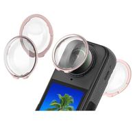 GIOPUEY 2 PACK Lens Guards Compatible with Insta360 X4, Standard HD PC Hard Plastic Lens Cap Protector - pink