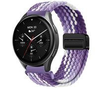 GIOPUEY 20mm Magnetic Strap Compatible with Hama Smartwatch 8900 1,43, Flexible Nylon Braided Strap Replacement [Unisex] - Purple/White