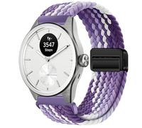 GIOPUEY 20mm Magnetic Strap Compatible with Withings ScanWatch 2 42mm/Nova 42mm, Flexible Nylon Braided Strap Replacement [Unisex] - Purple/White