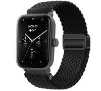GIOPUEY 22mm Magnetic Strap Compatible with -Hama Smartwatch 6010, Flexible Nylon Braided Strap Replacement [Unisex] - Black