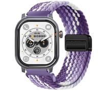 GIOPUEY 22mm Magnetic Strap Compatible with Kospet PULSE, Flexible Nylon Braided Strap Replacement [Unisex] - Purple/White