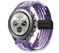 GIOPUEY 22mm Magnetic Strap Compatible with Mibro Watch GS Explorer/Explorer S, Flexible Nylon Braided Strap Replacement [Unisex] - Purple/White