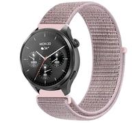 GIOPUEY 22mm Nylon Strap Compatible with Hama Smartwatch 9000/7010/6910/5000, Flexible Braided Sport Loop Strap Replacement, Breathable Nylon, Men Women - Pink
