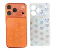 GIOPUEY Back Protector for iPhone 17 Pro Max, Back and Camera Plateau Coverage Protector Film, Flexible PET, Cratch Resistant - Heart Bling 2+2 Pack