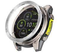 GIOPUEY Bezel Ring Compatible with Garmin Fenix 8 AMOLED 43mm, Bezel Styling Ring Protective Cover, Aluminum alloy metal protective watch ring - A-silver/grey