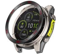 GIOPUEY Bezel Ring Compatible with Garmin Fenix 8 Solar 51mm, Bezel Styling Ring Protective Cover, Aluminum alloy metal protective watch ring - A-black/red