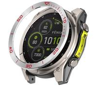 GIOPUEY Bezel Ring Compatible with Garmin Tactix 8 AMOLED 51mm, Bezel Styling Ring Protective Cover, Aluminum alloy metal protective watch ring - A-silver/red