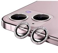 GIOPUEY Camera Protector for iPhone 13, Bling Crystal Diamond Camera Protection Ring, 9H HD tempered glass, iPhone 13 mini Camera Lens Protector - Pink
