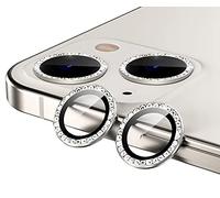 GIOPUEY Camera Protector for iPhone 15, Bling Crystal Diamond Camera Protection Ring, 9H HD tempered glass, iPhone 15 Plus Camera Lens Protector - Silver