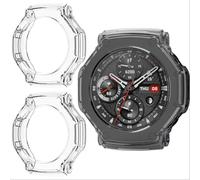 GIOPUEY Case Compatible with Amazfit T-Rex 3, [2 PACK] Soft TPU, Shock Resistant Cover - Transparent+Transparent