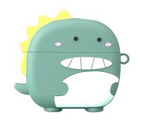 GIOPUEY Case Compatible with Bose QuietComfort Earbuds II/Ultra Earbuds (2023), Cute funny cartoon Silicone TPU Soft Protective Case Cover with Keyring Included - Green Dinosaur