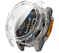 GIOPUEY Case Compatible with Garmin Tactix 8 AMOLED 47mm, Glass Protective Film + Hard Plastic Bezel Cover - clear