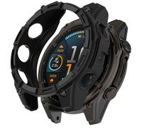 GIOPUEY Case Compatible with Garmin Tactix 8 AMOLED 47mm, Premium Soft TPU Silicone Protector Case Cover, Unique Design, Shockproof - BLACK