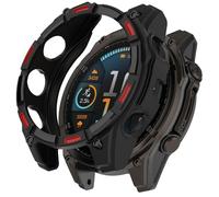 GIOPUEY Case Compatible with Garmin Tactix 8 Solar 51mm, Premium Soft TPU Silicone Protector Case Cover, Unique Design, Shockproof - black/red