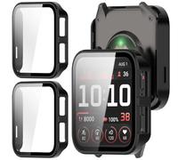 GIOPUEY Case Compatible with Garmin Venu X1, [2 PACK] Glass Protective Film + Hard Plastic Bezel Cover - black+black