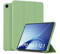 GIOPUEY Case Compatible with OPPO Pad 5 12.1, Flip PU Leather Cover [Soft silicone back cover], skin-like texture - Green