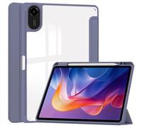GIOPUEY Case Compatible with Redmi Pad 2, Flip PU Leather Cover [Transparent PC TPU Back Cover] - Purple
