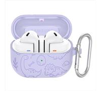 GIOPUEY Case Compatible with Samsung Galaxy Buds 3/3 Pro, Cute funny cartoon Silicone TPU Soft Protective Case Cover with Keyring Included for Boys girls men women - Purple