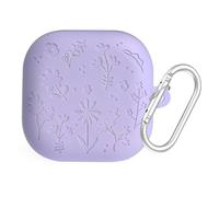 GIOPUEY Case Compatible with Samsung Galaxy Buds 4/4 Pro, Cute funny cartoon Silicone TPU Soft Protective Case Cover with Keyring Included for Boys girls men women - purple