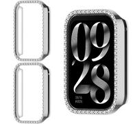 GIOPUEY Case Compatible with Xiaomi Band 10 Pro, [2 PACK] Hard Plastic Material, Anti-Bump Cover - silver
