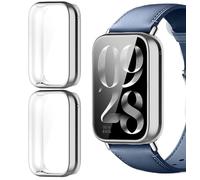 GIOPUEY Case Compatible with Xiaomi Band 10 Pro Standard Edition, [2 PACK] Soft TPU, Shock Resistant Cover - Silver+Silver