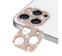 GIOPUEY Crystal Diamond Camera Protector Compatible with iPhone 14, iPhone 14 Plus Camera Lens Protector, BlingBling, Aluminum Alloy, Anti-Fall - Rose gold