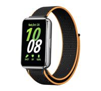 GIOPUEY Flexible Nylon Braided Strap Compatible With Samsung Galaxy Fit 3 [Unisex] - Black/Orange