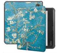GIOPUEY Flip Case Compatible with Kobo Libra Colour, Premium PU Leather + Soft TPU Back Case, Cover with Auto Sleep/Wake, 360° Protective - flower