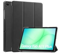 GIOPUEY Flip Case Compatible with Samsung Galaxy Tab A11 Plus, PU Leather Cover With Stand Function, 360° Protective - Black