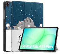 GIOPUEY Flip Case Compatible with Samsung Galaxy Tab A11 Plus, PU Leather Cover With Stand Function, 360° Protective - Cat