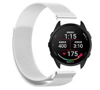 GIOPUEY Magnetic Strap Compatible with Garmin Forerunner 165, Braided Stainless Steel Strap Replacement [Wear-resistant] - Silver