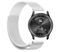 GIOPUEY Magnetic Strap Compatible with Garmin VivoMove Trend, Braided Stainless Steel Strap Replacement [Wear-resistant] - Silver
