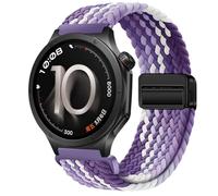 GIOPUEY Magnetic Strap Compatible with OnePlus Watch 4, Flexible Nylon Braided Strap Replacement [Unisex] - Purple/White
