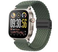 GIOPUEY Magnetic Strap Compatible with Realme Watch 5, Flexible Nylon Braided Strap Replacement [Unisex] - Green