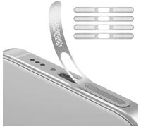 GIOPUEY Mesh Anti Dust Metal Sticker for iPhone 17 Pro Max, 4 pack Integrated Protective Speaker and Charging Port - silver