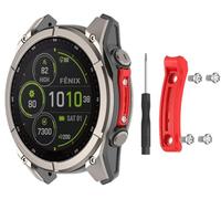 GIOPUEY Metal Sensor Guard Cover Compatible with Garmin Fenix 8/Fenix 8Pro 47mm/Tactix 8/Quatix8 47mm - red