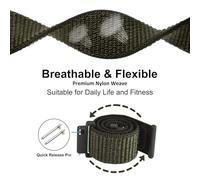 GIOPUEY Nylon Strap Compatible with HONOR Choice Watch 2e, Flexible Braided Sport Loop Strap Replacement, Breathable Nylon, Men Women - Black