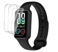 GIOPUEY Strap Compatible with Amazfit Band 7, Soft silicone Watch Strap + 3 Pack Screen Protector, Strap Replacement [Wear-resistant] [breathable] - Black