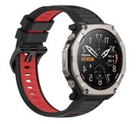 GIOPUEY Strap Compatible with Amazfit T-Rex Ultra 2, Soft TPU Watch Strap Replacement [color stitching design] - black/red