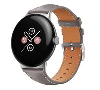 GIOPUEY Strap Compatible with Google Pixel Watch 4 45mm/3 45mm, genuine leather Watch Strap, Strap Replacement [Wear-resistant] [breathable] - Gray