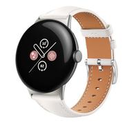 GIOPUEY Strap Compatible with Google Pixel Watch 4 45mm/3 45mm, genuine leather Watch Strap, Strap Replacement [Wear-resistant] [breathable] - White