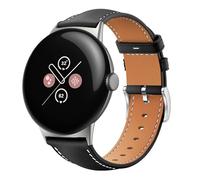 GIOPUEY Strap Compatible with Google Pixel Watch 4 45mm/3 45mm, genuine leather Watch Strap, Strap Replacement [Wear-resistant] [breathable] - Black