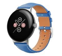 GIOPUEY Strap Compatible with Google Pixel Watch 4 45mm/3 45mm, genuine leather Watch Strap, Strap Replacement [Wear-resistant] [breathable] - Navy blue